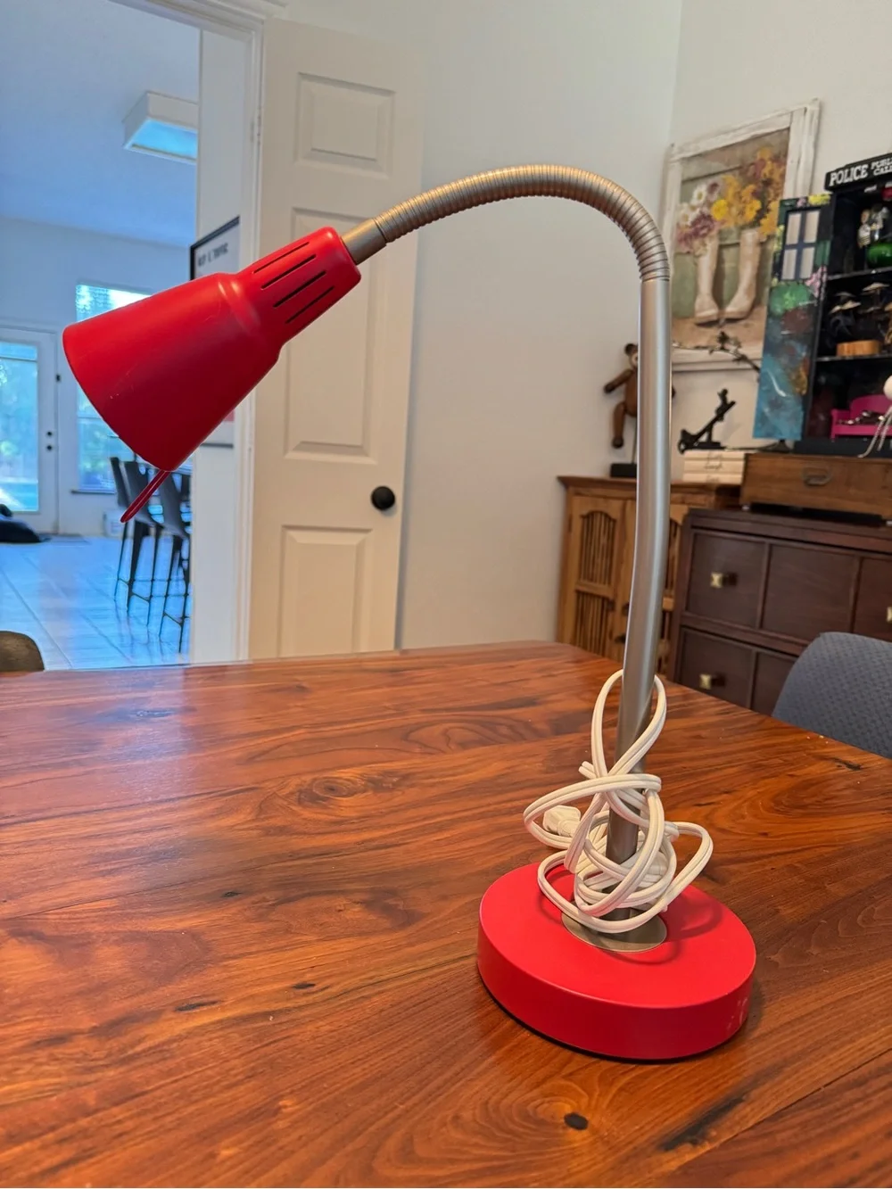 Vintage Ikea Red Kvart Gooseneck Desk Table Lamp